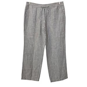 Tommy Bahama Brown Striped High Rise Linen Straight Leg Pants Women 16 Lagenlook